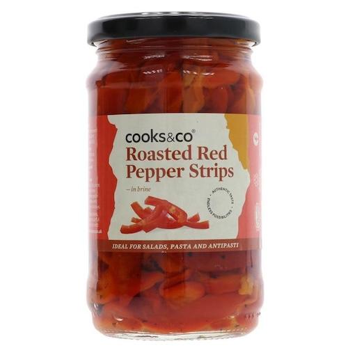 Cooks & Co Roasted Red Pepper Strips In Brine 300 g