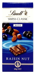 Lindt Swiss Classic Milk Chocolate Raisin Nut 100 g