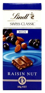 Lindt Swiss Classic Milk Chocolate Raisin Nut 100 g