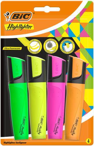 Bic Ultra-Fluorescent Highlighter Assorted x4