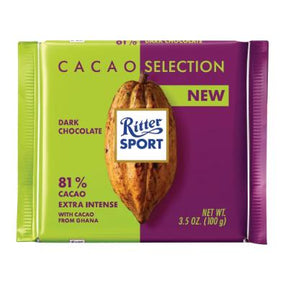 Ritter Sport Dark Chocolate Cocoa 81% Extra Intense 100 g