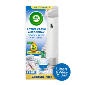 Air Wick 24/7 Active Fresh Linen & White Orchid Auto Spray Kit 228 ml