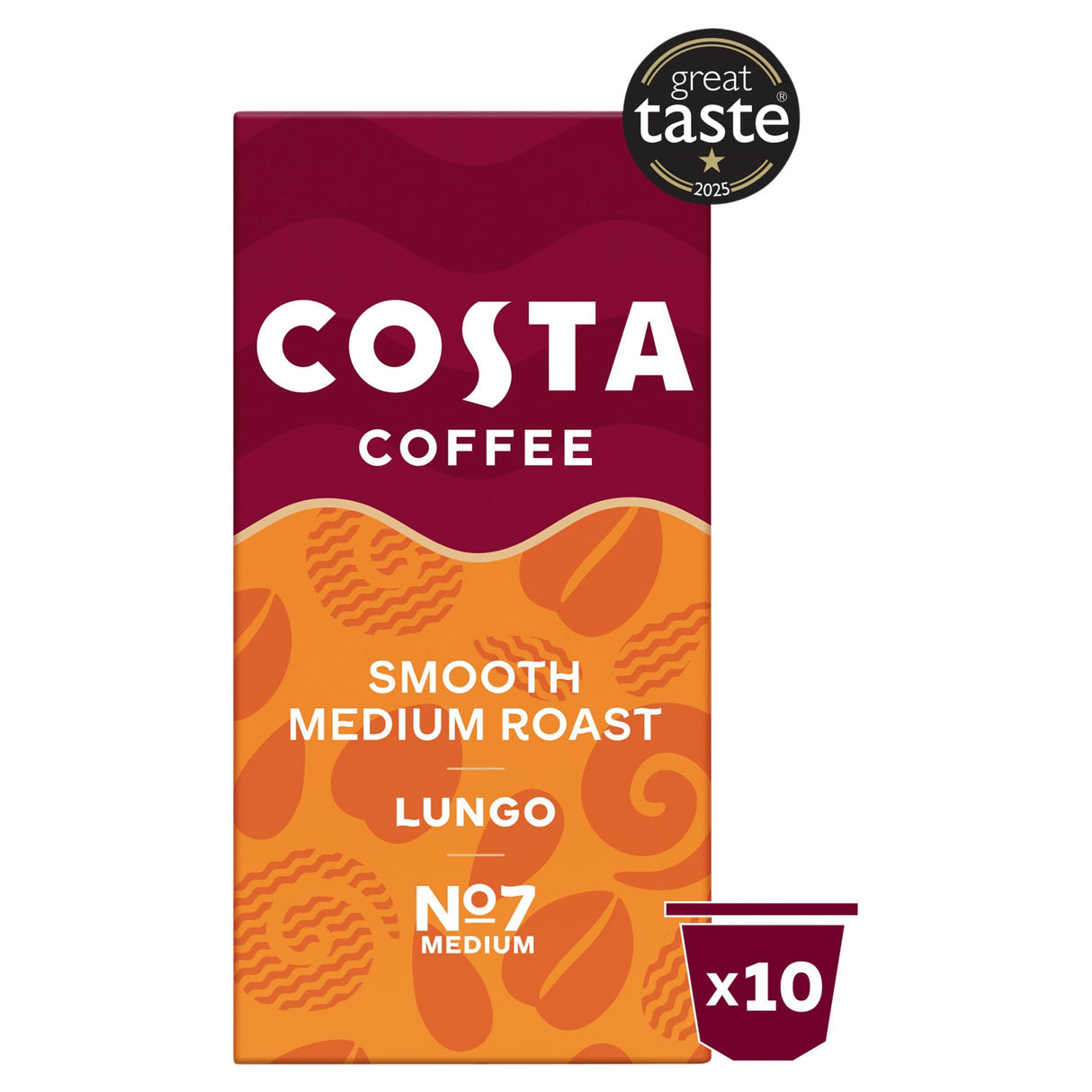 Costa Coffee Smooth Medium Roast Lungo Coffee Capsules 10 Pack 52 g