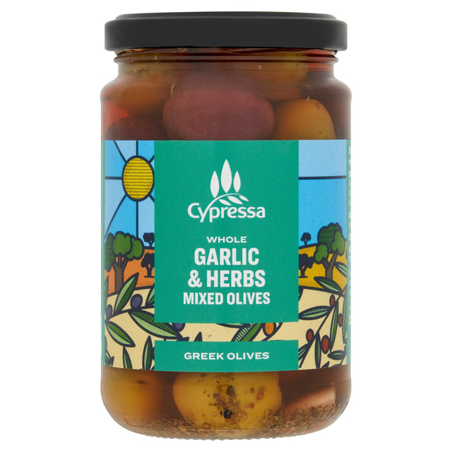 Cypressa Whole Garlic & Herbs Mixed Olives 315 g