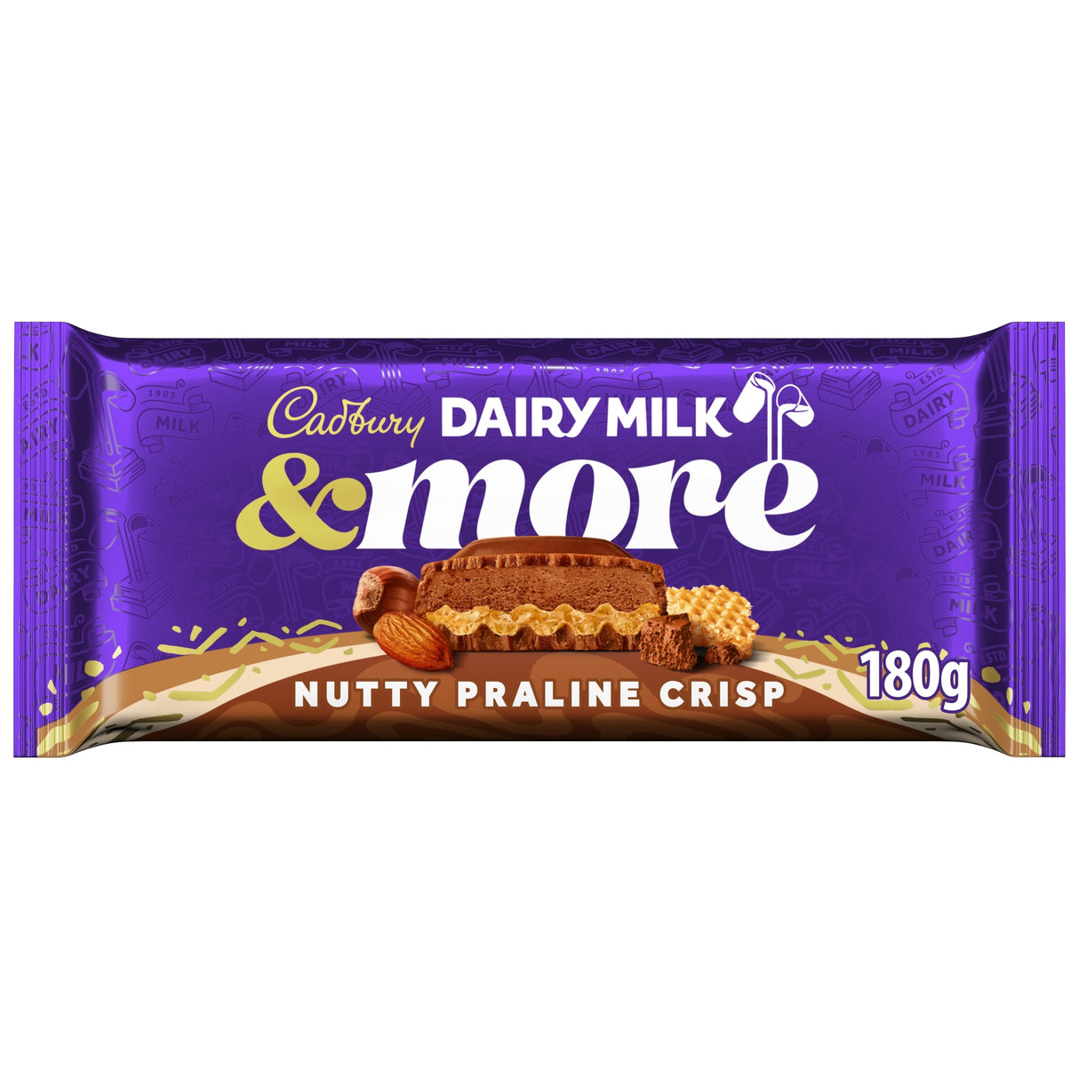 Dairy Milk & More Nutty Praline Crisp Chocolate Bar 180 g