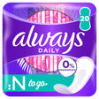 Always Dailies Singles To Go Panty Liners 20 Pack