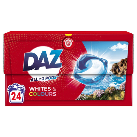 Daz All in 1 Pods Washing Capsules Whites & Colours 24 Washes 400.8 g