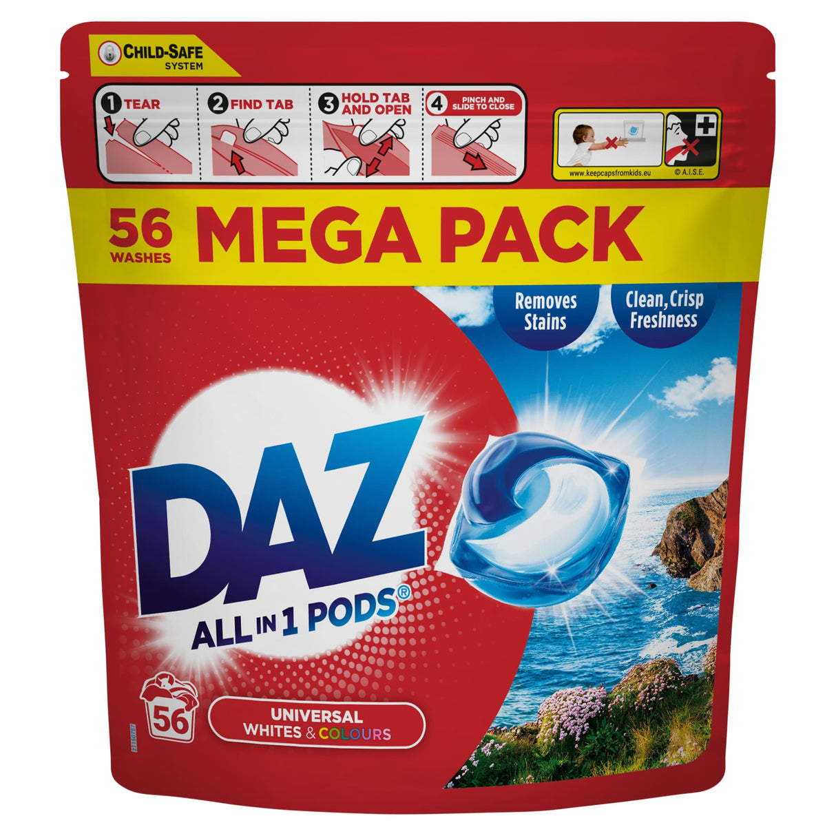 Daz All in 1 Washing Pods Whites & Colours 56 Washes 940.8 g