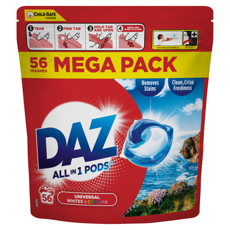 Daz All in 1 Washing Pods Whites & Colours 56 Washes 940.8 g