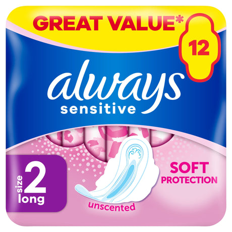 Always Sensitive Long Size 2 Sanitary Towels With Wings 1 x2