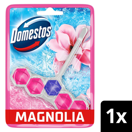 Domestos Power 5 Toilet Rim Block Freshener Pink Magnolia 50 g