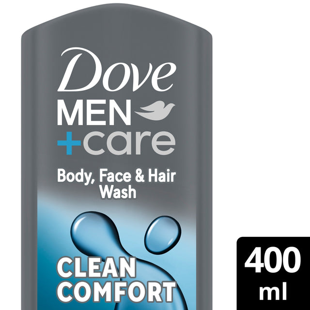 Dove Men+Care Clean Comfort 3 in 1 Body Face Hair Wash Shower Gel 400 ml