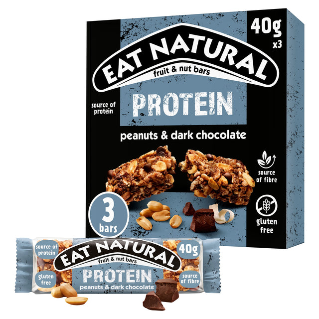 Eat Natural Protein Fruit & Nut Bars Peanuts & Dark Chocolate 3 x 40 g