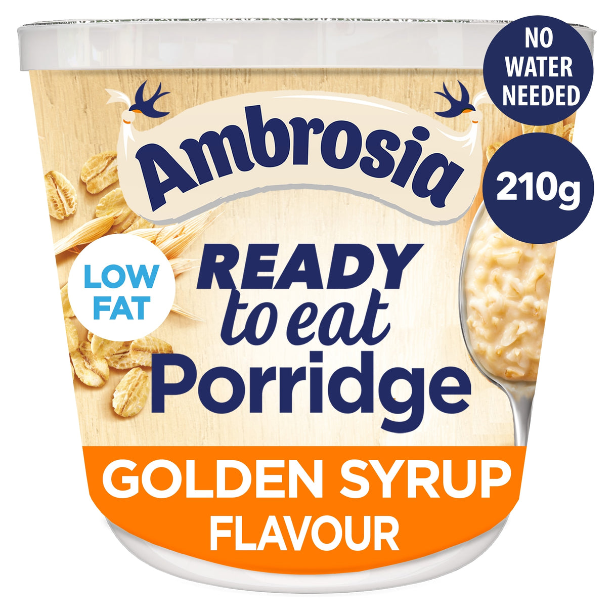 Ambrosia Ready To Eat Porridge Oat Cereal Pot Golden Syrup 210 g