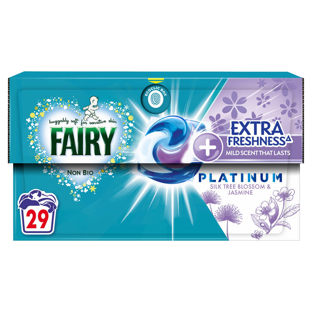 Fairy Non Bio Platinum Washing Pods Silk Tree Blossom & Jasmine 29 Washes 696 g