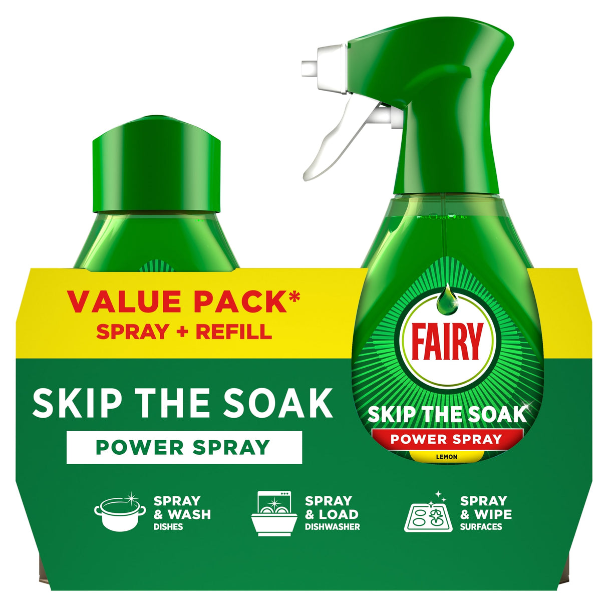 Fairy Skip The Soak Power Spray & Refill Lemon 2 x 500 ml