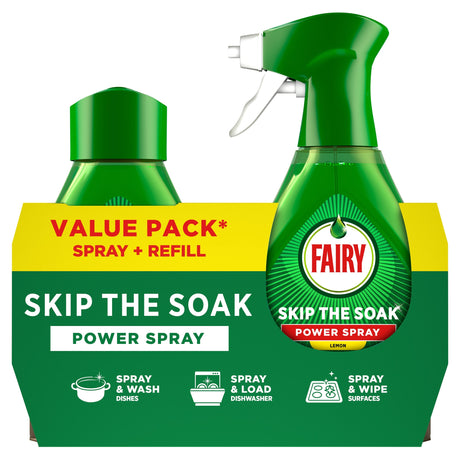 Fairy Skip The Soak Power Spray & Refill Lemon 2 x 500 ml