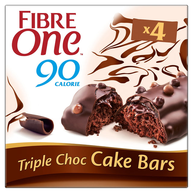 Fibre One 90 Calorie Triple Choc Cake Bars 4 x 25 g 100 g