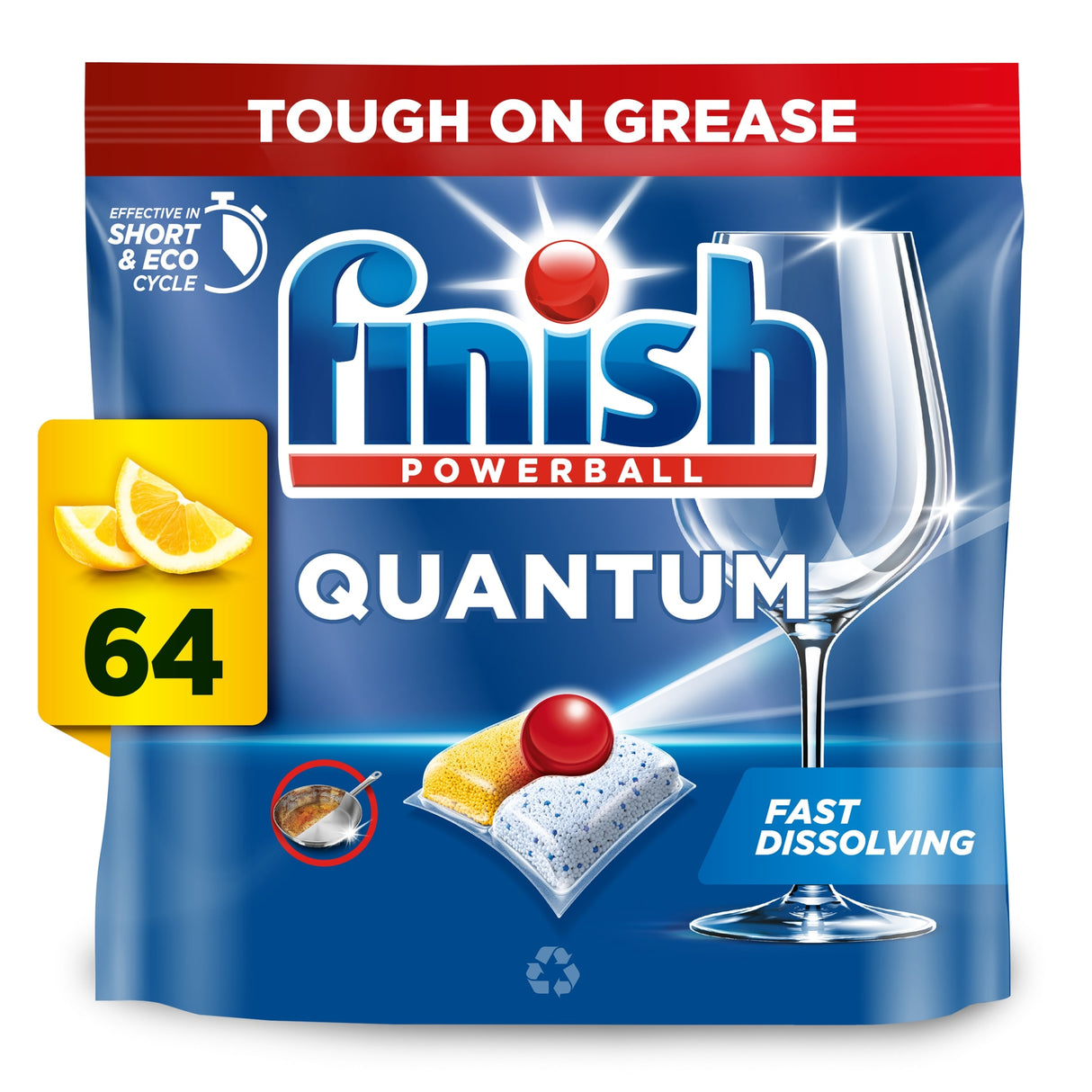 Finish Quantum All In One Lemon 64 Dish Washer Tablets 665.6 g
