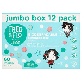 Fred & Flo Fragrance Free 60 Wipes 12