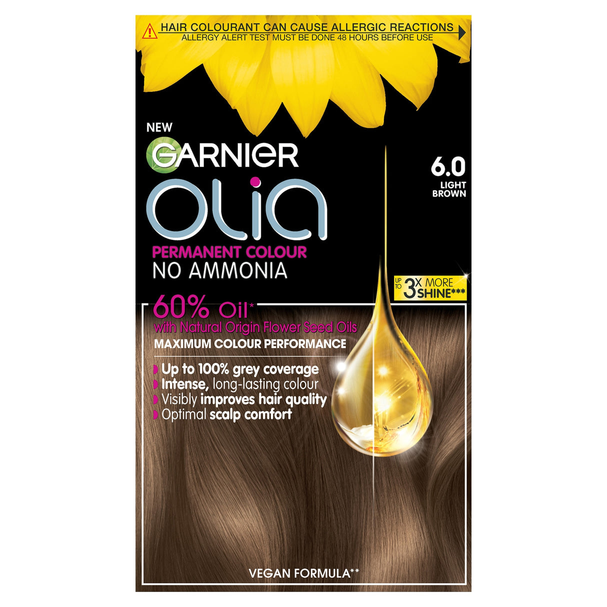 Garnier Olia No A Mmonia Permanent Hair Dye 6.0 Light Brown