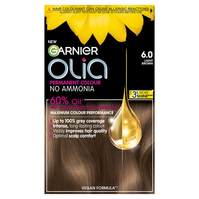 Garnier Olia No A Mmonia Permanent Hair Dye 6.0 Light Brown