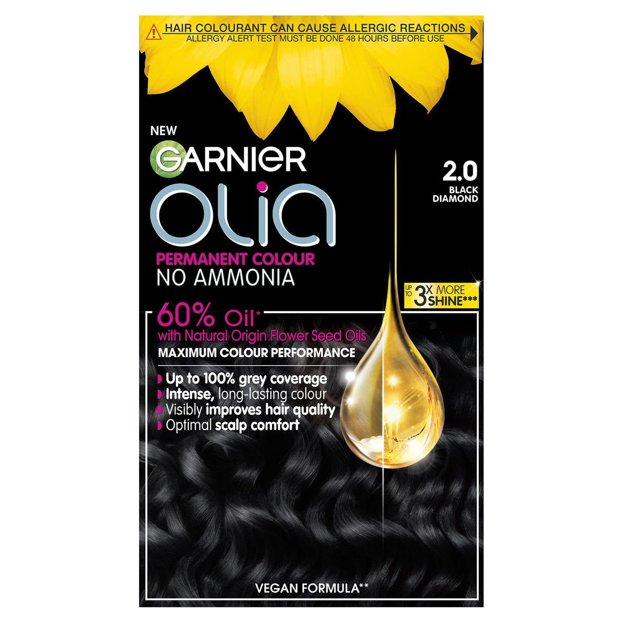 Garnier Olia No A Mmonia Permanent Hair Dye Black Diamond 2.0