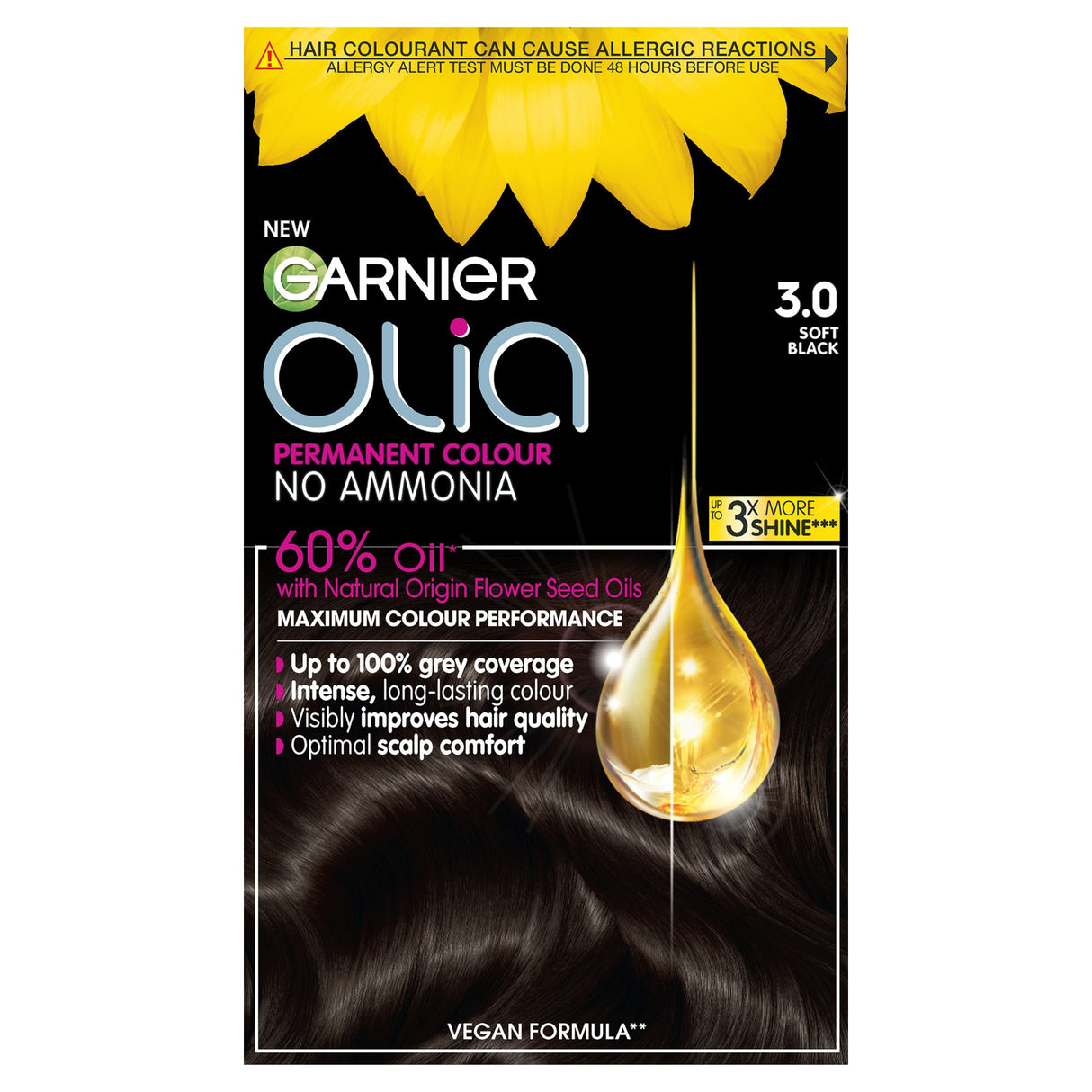 Garnier Olia No A Mmonia Permanent Hair Dye Soft Black 3.0