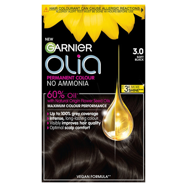 Garnier Olia No A Mmonia Permanent Hair Dye Soft Black 3.0
