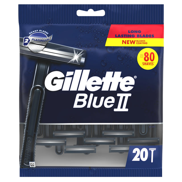Gillette Blue II Men's Disposable Razors 20 Pack