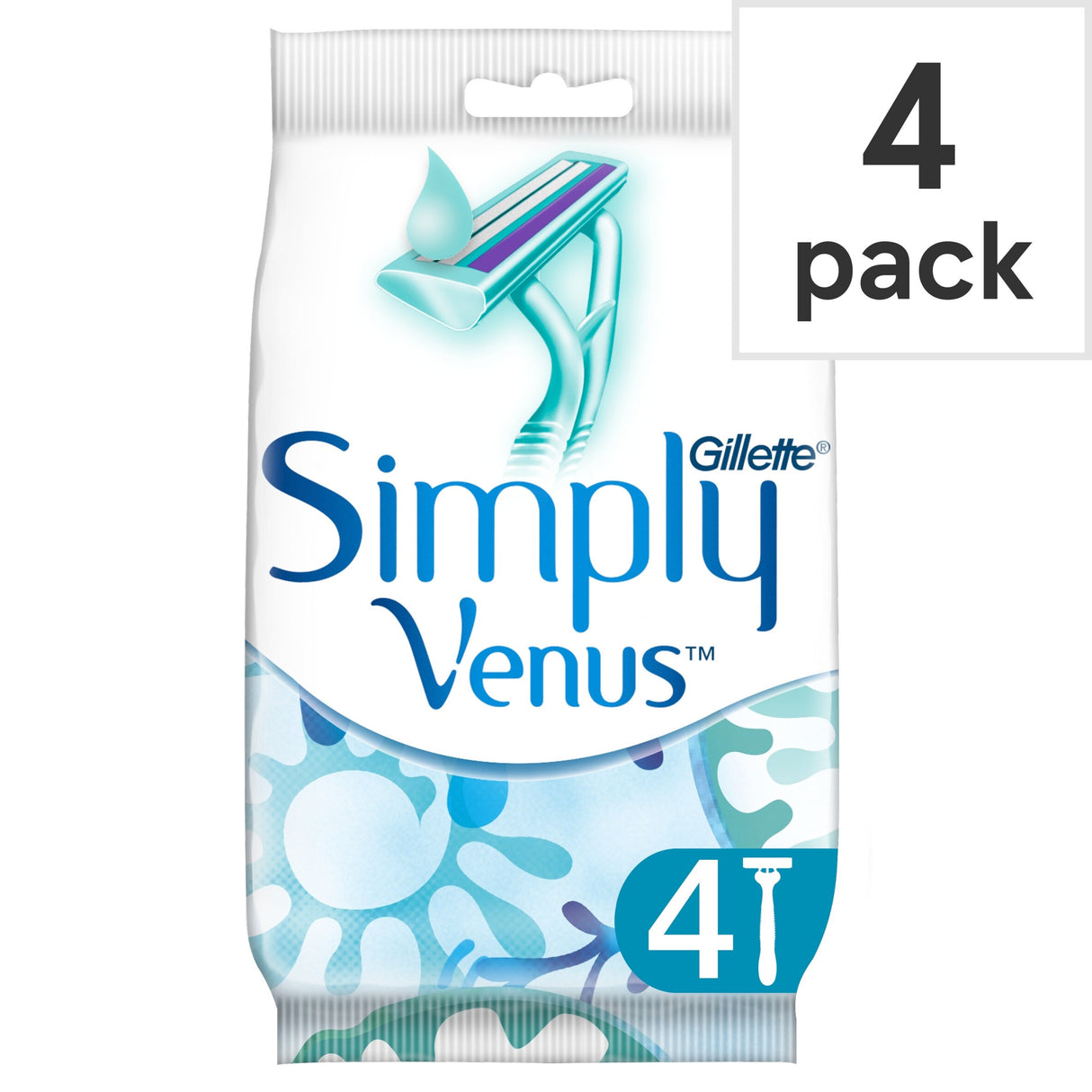 Gillette Simply Venus 2 Women's Disposable Razors 4 Pack