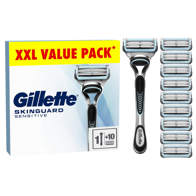 Gillette SkinGuard Value Pack: Mens Razor + 10 Blade Refills