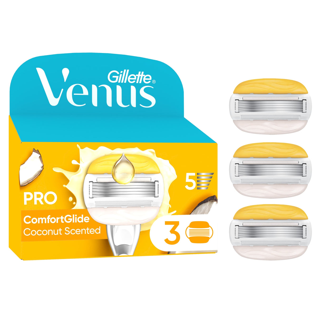 Gillette Venus Pro Comfort Glide Coconut Scented Women's Blades 3 Refill Blades