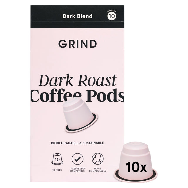 Grind Dark Roast Coffee Pods Biodegradable & Sustainable 10 Pack 52 g