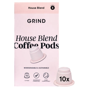 Grind House Blend Coffee Pods Biodegradable & Sustainable 10 Pack 52 g