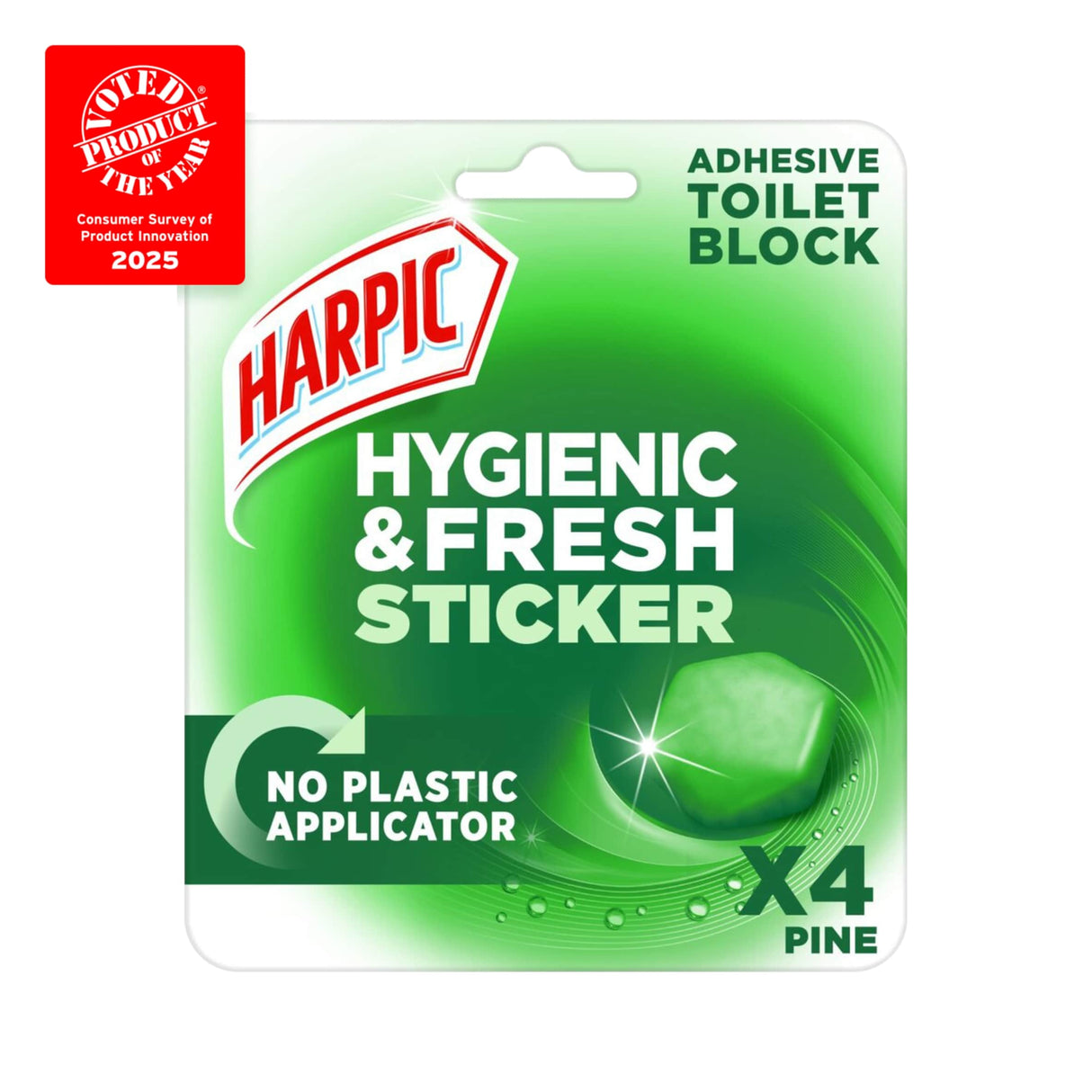 Harpic Hygienic & Fresh Toilet Block Sticker Pine 4 x 12 g