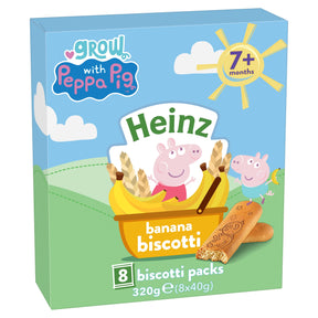 Heinz Peppa Pig Banana Biscotti Baby Food Snack 7 Months+ 8 x 40 g
