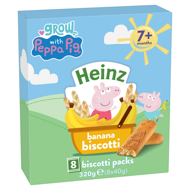 Heinz Peppa Pig Banana Biscotti Baby Food Snack 7 Months+ 8 x 40 g