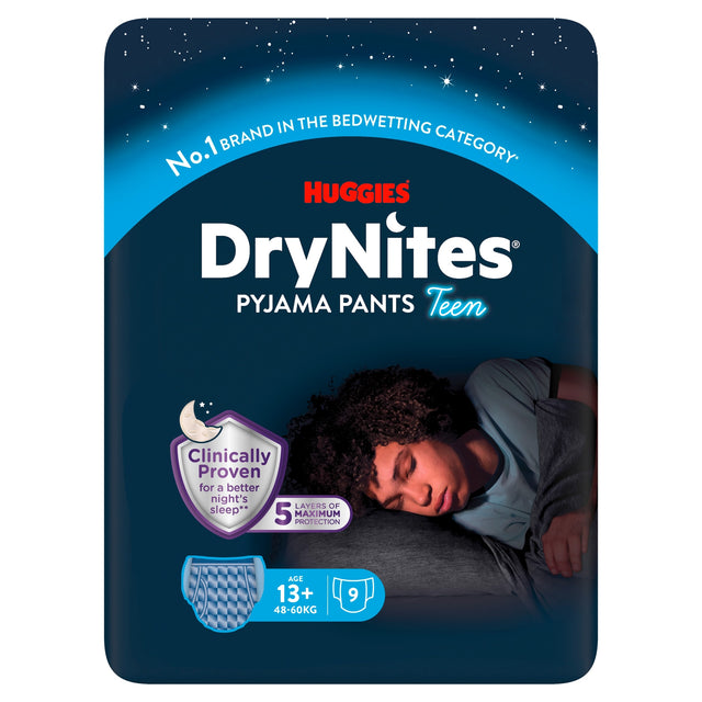 Huggies Dry Nites Bedwetting Pyjama Nappy Pants Boy 13 Years+ x 9