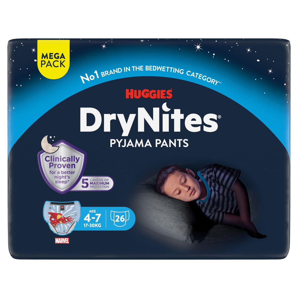 Huggies Dry Nites Pyjama Pants Boy 4-7 Years 26 Pack