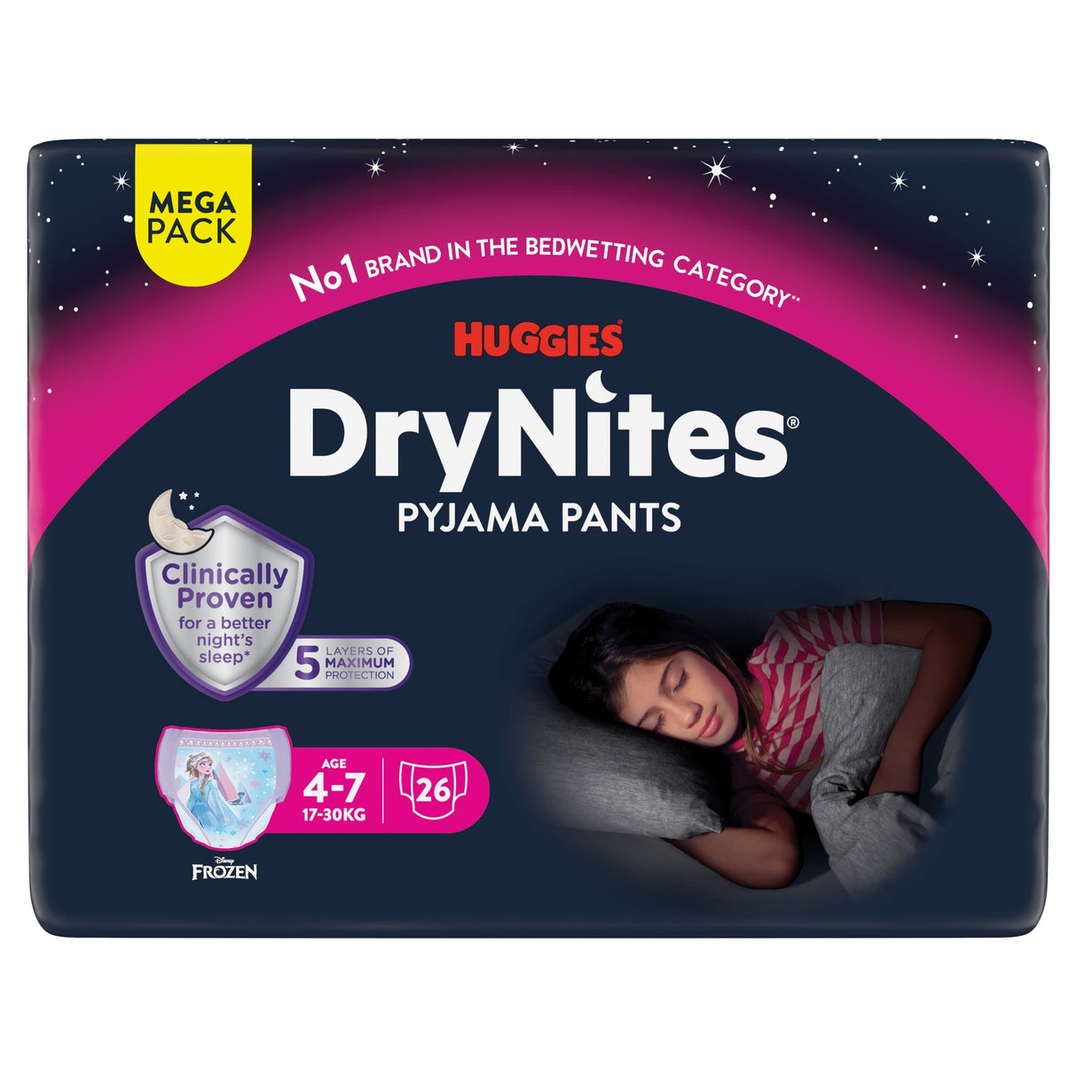 Huggies Dry Nites Pyjama Pants Girl 4-7 Years 26 Pack