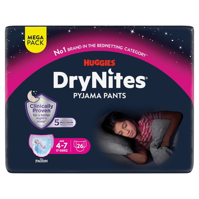 Huggies Dry Nites Pyjama Pants Girl 4-7 Years 26 Pack
