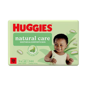 Huggies Natural Care 0% Plastic Baby Wipes 3 x 48 144 Wipes