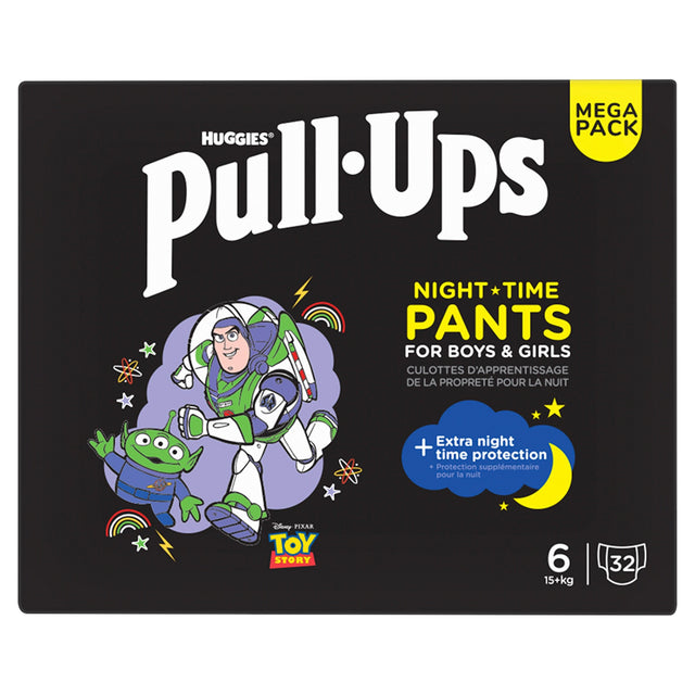 Huggies Pull Ups Training Nappy Pants Unisex Night 2-4 Years Size 6 x 32