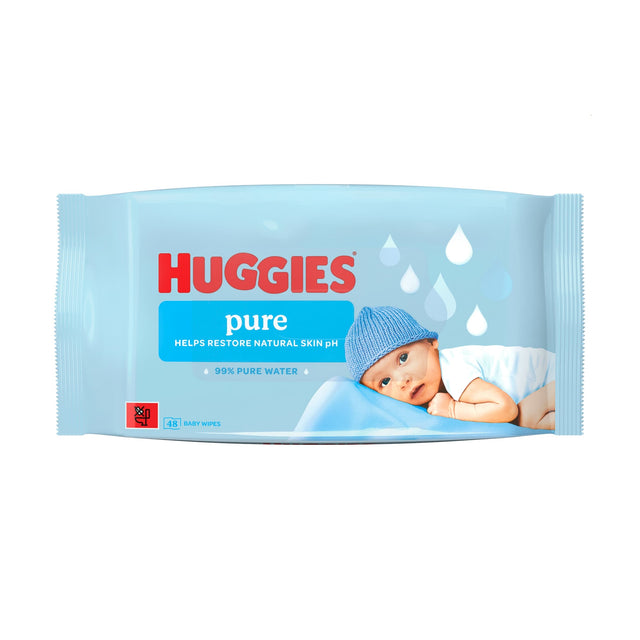 Huggies Pure 0% Plastic Baby Wipes 48 Wipes