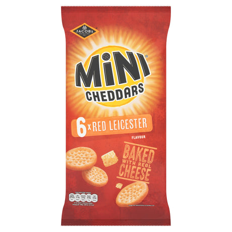 Jacob's Mini Cheddars Multi-Pack Snacks Red Leicester 6 x 23 g