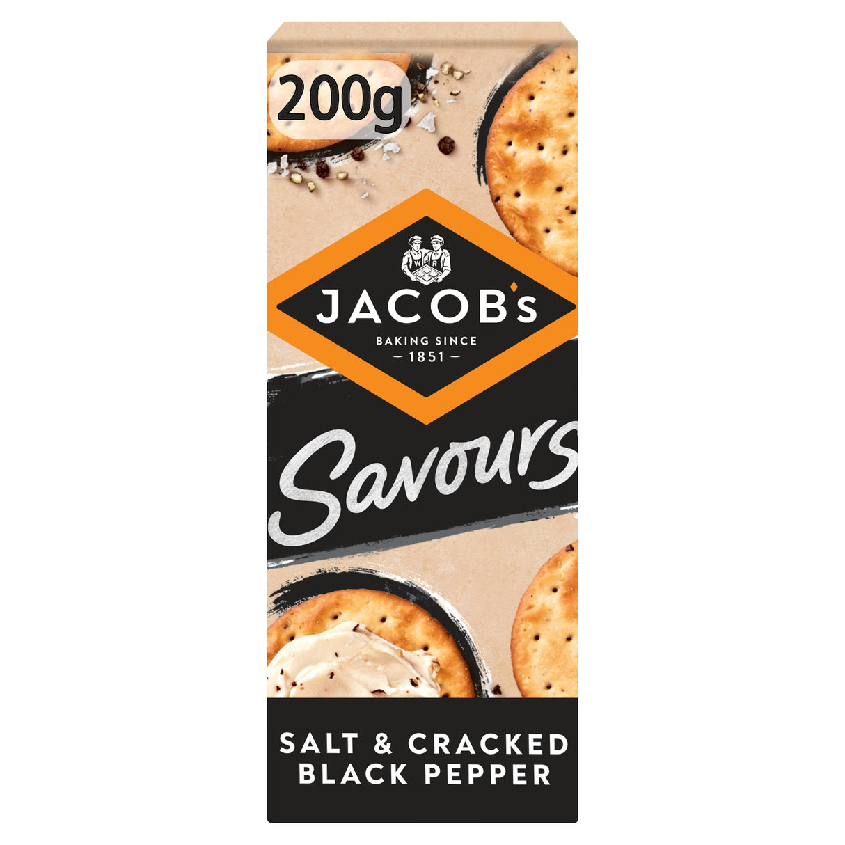 Jacob's Savours Bakes Salt & Cracked Black Pepper 200 g
