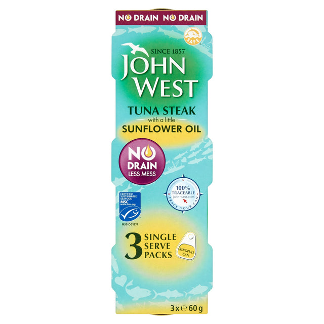 John West Limited No Drain Tuna Steaks In Oil 3 x 60 g