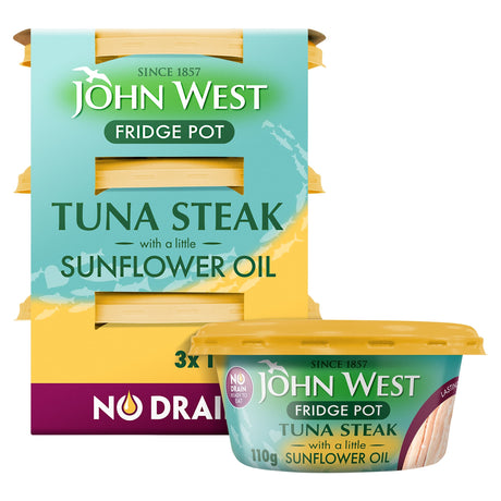 John West No Drain Fridge Pot Tuna Steak With A Little Sunflower Oil 3 x 110 g