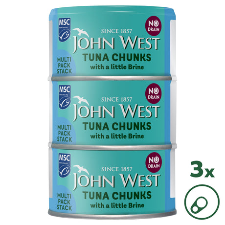 John West No Drain Tuna Chunks With A Little Brine Msc 3 x 100 g
